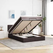vidaXL Otomanski posteljni okvir z vzmetnico rjav 140x200 cm blago