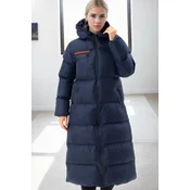 Z9756 DEWBERRY WOMENS PUFFER COAT-NAVY BLUE