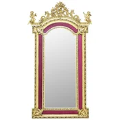 Casa Padrino baroque mirror gold/bordeaux red - Baroque style mirror with decorations - Rectangular baroque style wall mirror - Baroque cloakroom mirror - Baroque style furniture