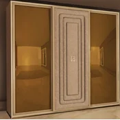 Casa Padrino Luxury Bedroom Cabinet Beige/Taupe/Gold - Solid Wood Wardrobe with 3 Sliding Doors - Bedroom Furniture - Hotel Furniture - Luxury Furniture - Luxury Quality - Made in Italy