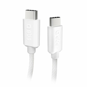 SBS USB-C – USB-C tekstilni kabel 1,5m bijeli TECABLETISSUETCCG Lade- und Datenkabel