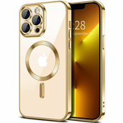 Hibridni ovitek MagShield z zaščito zadnje kamere in 2 magnetoma MagSafe za iPhone 14 Pro Max - metallic gold