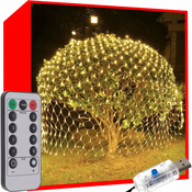 Novoletne lučke svetlobna zavesa 160 LED toplo bela 8 funkcij 260x200cm USB