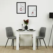 Homestyle4U Jedilna miza in 2 stola, 80x80x75 cm, bela in siva