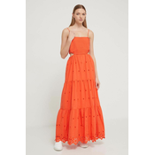 Pamucna haljina Desigual boja: narancasta, maxi, širi se prema dolje