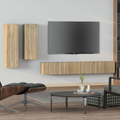 Greatstore Komplet TV omaric 4-delni sonoma hrast inženirski les