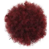 Nikcorp Kratek kodrast lasni podaljšek Afro Puff čop z vrvico | Sintetični konjski rep za volumen in stil, rdeč