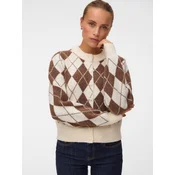 VERO MODA Pletena jopa VMHALO kremna/čokolada