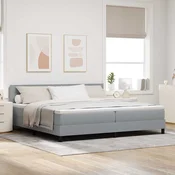 Vidaxl Postelja z vzmetnico z vzglavjem Svetlo siva 200 x 200 cm blago