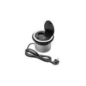 GTV vgradna vtičnica CHARGER 1x220V + 2xUSB O100mm