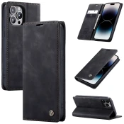 CaseMe Futrola preklopna za iPhone 14 Pro Max, koža, crna - Flip Lea. P. Case iPhone 14 Pro Max