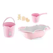 BABYJEM Set za kupanje 5 delova pink (kadica/ podloga/ sunđer/ bokal/ kofica)