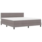 Vidaxl Postelja z vzmetnico z vzmetnico z LED Taupe 180 x 200 cm blago