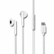 Qoltec 50830 naglavne slušalice i slušalice s ugradenim mikrofonom Žicano U uhu Pozivi/glazba USB Tip-C Bijelo