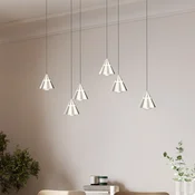 Trio Lighting LED viseča svetilka Romeo, dolžina 75 cm, nikljevo kovinsko, 6-svetilna. - Dnevna soba/jedilnica - Sodobni - nikelj - Kovina