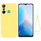 Silikonski ovitek Liquid za Infinix Hot 20 Play – rumen z zaščitnim trakom