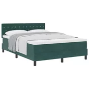 vidaXL vidaXL Postelja s vzmetnico Temno zelena 140x190 cm Žamet, (22052669)