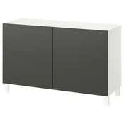 BESTA Pohištveni sestav z vrati, bela/Lappviken/Stubbarp temno siva, 120x42x74 cm