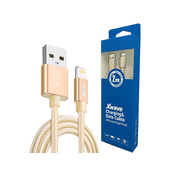 Xwave USB za iPhone 2m 3A Al /gold mesh kabl ,lightning uminium,upleteni zlatni