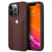 Bmw Ovitek BMW BMHCP13LRSPPR za iPhone 13 Pro/13 6.1 rdeč/rdeč trdi usnjen ukrivljen perforiran ovitek
