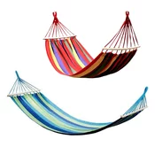 Bombažna viseča mreža 270x80cm, za eno osebo, nosilnost 130kg, modro-zelena