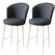 HANAH HOME Set 2 barske stolice Fora Anthracite White