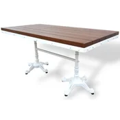 Casa Padrino Industrial Style Garden Dining Table Dark Brown/White 180 x 80 x H. 76 cm - Rectangular garden table with solid wood table top - Industrial Style Restaurant & Garden Furniture