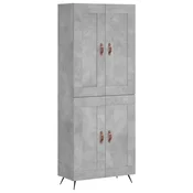 Vidaxl Visoka komoda betonsko siva 69,5x34x180 cm inženirski les