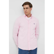 Pamučna košulja Polo Ralph Lauren za muškarce, boja: ružičasta, regular, o button-down ovratnikom