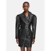 KARL LAGERFELD Obleka iz umetnega usnja B3W13001 Črna Regular Fit