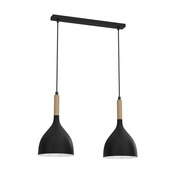 Luster na sajli NOAK WOOD 2xE27/15W/230V crna/bukva