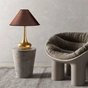 Opviq Stona lampa Luna-15258, 50x50x63 cm, IP20, Braon-zlatne boje