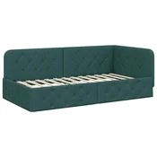 Vidaxl Kotna postelja Temno zelena 100 x 200 cm blago