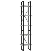 Vidaxl Knjižna omara 5-nadstropna betonsko siva 40x30x175 cm inž. les