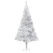 Vidaxl Umetna novoletna jelka s stojalom srebrna 240 cm PET