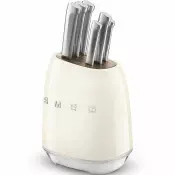 Set of Kitchen Knives and Stand Smeg KBSF02CR Cream