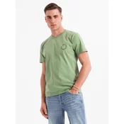 Ombre Mens printed cotton t-shirt with round neckline - green