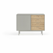 Siva nizka komoda v hrastovem dekorju 108x80 cm Sierra - Teulat