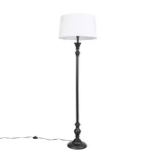 Stoječa svetilka črna z belim platnenim odtenkom 45 cm - Classico