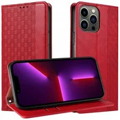HURTEL Ovitek z magnetnim trakom za Samsung Galaxy S23+, preklopni ovitek, denarnica, mini stojalo, rdeča barva