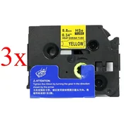 Komplet Brother HSe-621/HS-621/PT/P-Touch 8,8mm, termoskrčljivi (heat shrink tube), kompatibilni trakovi (cevi) (3) - črn izpis/rumen trak (cev)
