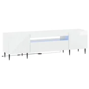 vidaXL LED TV omarica Bela visok sijaj Inženirski les