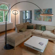 SLV LED talna svetilka One Bow FL, črna, jeklena, višina 232 cm - Dnevna soba/jedilnica - Sodobni - Kovina