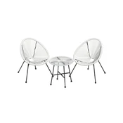 Songmics Set vrtnega pohištva 3-delni Acapulco 64x65x77 cm bela