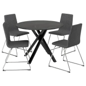 MARIEDAMM / LILLANÄS Sto i 4 stolice, crna im. mermera/Gunnared tamnosiva hromirano, 105 cm
