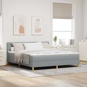 vidaXL LED Box Spring Postelja Svetlo siva 180 x 200 cm blago