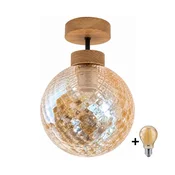 BRILAGI - LED plafonski luster R GLASS 1xE27/60W/230V precnik 17 cm hrast/dimljeno bež