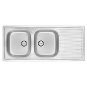 2-bowl steel sink with drainer