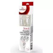Gembird magnetni USB 3-u-1 kabl za punjenje srebrni 1m (CC-USB2-AMLM31-1M)