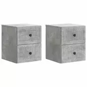 vidaXL Stenski nočni omarici 2 pcs Betonsko siva 33 x 34,5 x 40 cm